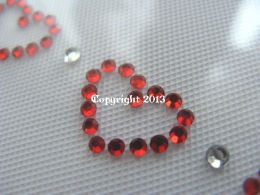 Strass Bügelbild Herz - Kette Borte Rot-Crystal 130119