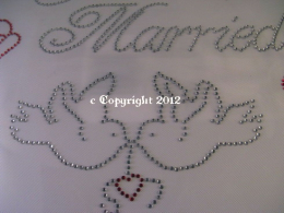 Bügelbild Strass Just Married m. Herzen Strassbild 111016