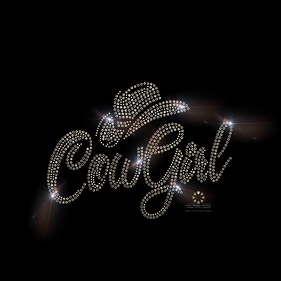 Hotfix Strass Bügelbild Cowgirl mit Stetson – Western Applikation 130504