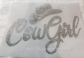 Hotfix Strass Bügelbild Cowgirl mit Stetson Western Applikation 130504 Strassbild