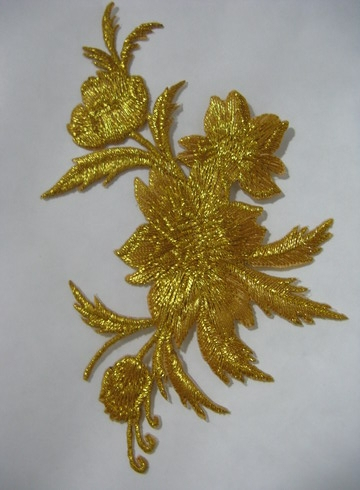 Patch Applikation Hotfix Bügelbild Rosenblüte Gold