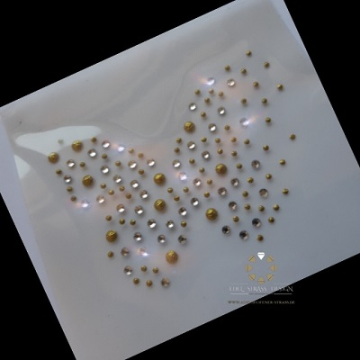 Strass Bügelbild Schmetterling Gold oder Silber – Hotfix Applikation zum Aufbügeln 131001
