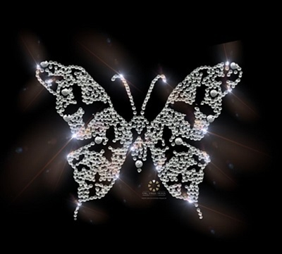 Strass Bügelbild Schmetterling – Glitzernde Hotfix Applikation zum Aufbügeln 130607