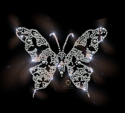 Strass Bügelbild Schmetterling – Glitzernde Hotfix Applikation zum Aufbügeln 130607