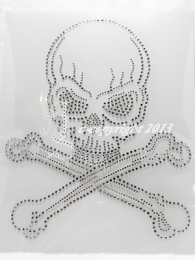 Strass Bügelbild Totenkopf mit Knochen 130717 – großes Skull Motiv 24,5 x 20 cm