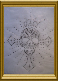 Strass Bügelbild Totenkopf mit Kreuz 110101 – großes Skull Motiv 22 x 18 cm