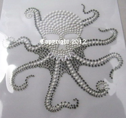 Strass Bügelbild Krake mit Totenkopf 120508 – riesiges Skull Oktopus Motiv