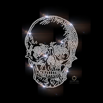 Strass Bügelbild großer Totenkopf Skull 120406 – Applikation 20 x 15 cm