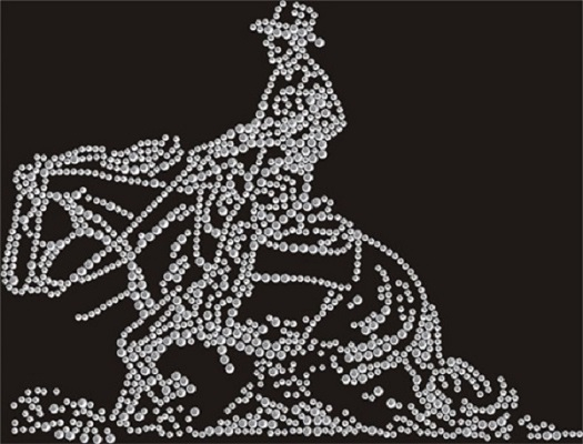 Strass Bügelbild Cowboy Western Sliding 120924 – Reitsport Motiv 21 x 16 cm