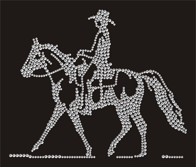 Strass Bügelbild Pferd Western Cowboy 110905 – Hotfix Aufbügel Applikation