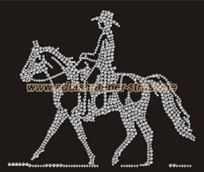 Strass Bügelbild Pferd Western Cowboy 110905 – Hotfix Aufbügel Applikation