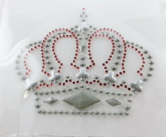 Hotfix Strass Bügelbild Krone zur Farbwahl Crystal, Rot oder Cobaltblau 130905
