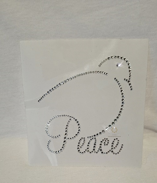 Strass Bügelbild Taube mit Schrift Peace Crystal 260511
