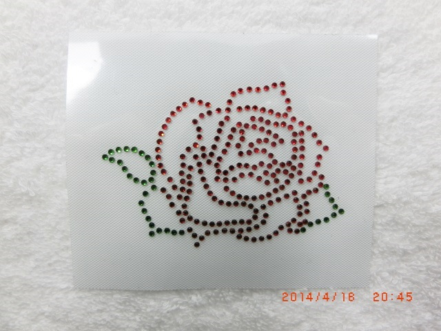 Hotfix Strass Bügelbild Rose Rot Grün 121129 Applikation Strassmotiv