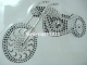 Hotfix Strass Bügelbild Chopper Bike Silber Schwarz 120510