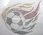 Strass Bügelbild Fußball Flammen Deutschland – Fan Motiv mit Studs 18 x 16 cm