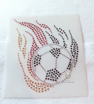 Strass Bügelbild Fußball Flammen Deutschland – Fan Motiv mit Studs 18 x 16 cm