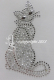 Hotfix Strass Bügelbild Appliklation süßes Strass Kätzchen Katze Silber 130809