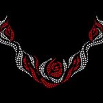 Rosenkette Ausschnitt Strass Bügelbild Hotfix Applikation Crystal Rot