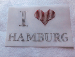 Strass Bügelbild I Love Hamburg 110912 Applikation Strassbild