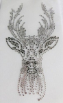 Strass Bügelbild Hirschkopf – Crystal Black Diamond Hotfix Motiv – 140317