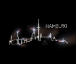 Strass Bügelbild Skyline Hamburg groß 120224 Crystal Applikation Strassbild