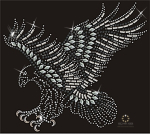 Toller Adler 150608 Strass Bügelbild Silber mit Metall-Studs