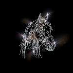 Strass Bügelbild Pferdekopf mit Halfter – Hotfix Applikation Crystal