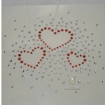 Strass Bügelbild 3 Herzen – Hotfix Applikation Crystal / Rot Crystal