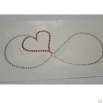Strass Applikation Unendlichkeitszeichen mit Herz – Crystal / Rot – 251228