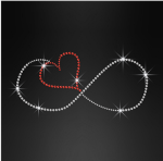 Strass Applikation Unendlichkeitszeichen mit Herz – Crystal / Rot – 251228