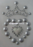 Strass Bügelbild Herz mit Krone Silber – Hotfix Applikation ca. 6,3 × 4,6 cm