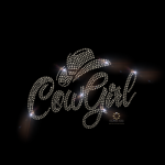 Hotfix Strass Bügelbild Cowgirl mit Stetson – Western Applikation 130504