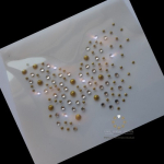 Strass Bügelbild Schmetterling Gold oder Silber – Hotfix Applikation zum Aufbügeln 131001