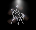Strass Pferd Reiter Traversale – Bügelmotiv Dressur weißs links od. silber rechts 151023
