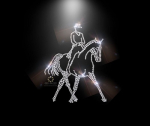 Hotfix Strass Bügelbild Pferd Reiter Dressur Traversale Crystal 110930 rechts Applikation