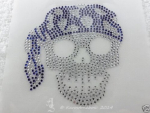 Strass Bügelbild Pirat Totenkopf Blau Crystal 140418 – Skull Motiv 10 x 9 cm