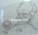 Strass Bügelbild Totenkopf mit Rose – Skull Applikation 21,5 x 17,5 cm