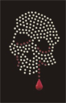 Strass Bügelbild Totenkopf mit Blutstropfen 081080 – kleiner Skull 7,5 x 5 cm