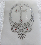 Strass Bügelbild Totenkopf mit Kreuz im Schädel 191001 – Skull Motiv 11 x 8 cm