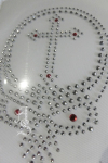 Strass Bügelbild Totenkopf mit Kreuz im Schädel 191001 – Skull Motiv 11 x 8 cm
