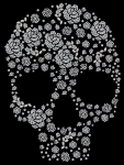 Strass Bügelbild Totenkopf mit Rosen 130109 – großes Skull Motiv 22 x 30 cm