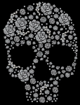 Strass Bügelbild Totenkopf mit Rosen 130109 – großes Skull Motiv 22 x 30 cm