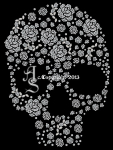 Strass Bügelbild Totenkopf mit Rosen 130109 – großes Skull Motiv 22 x 30 cm