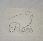 Strass Bügelbild Taube mit Schrift Peace Crystal 260511