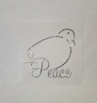 Strass Bügelbild Taube mit Schrift Peace Crystal 260511