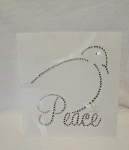 Strass Bügelbild Taube mit Schrift Peace Crystal 260511