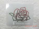 Hotfix Strass Bügelbild Rose Rot Grün 121129 Applikation Strassmotiv