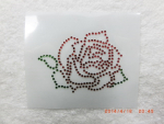 Hotfix Strass Bügelbild Rose Rot Grün 121129 Applikation Strassmotiv