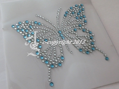 15cm STRASSSTEINE SCHMETTERLING BÜGELBILD HOTFIX APPLIKATION BUTTERFLY BUNT 